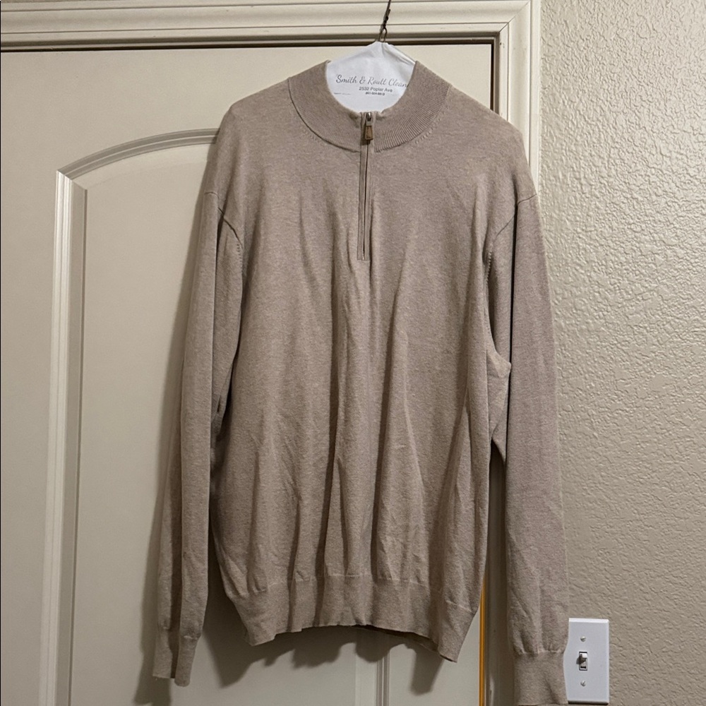 Peter Millar Men's Beige Half-Zip Sweater